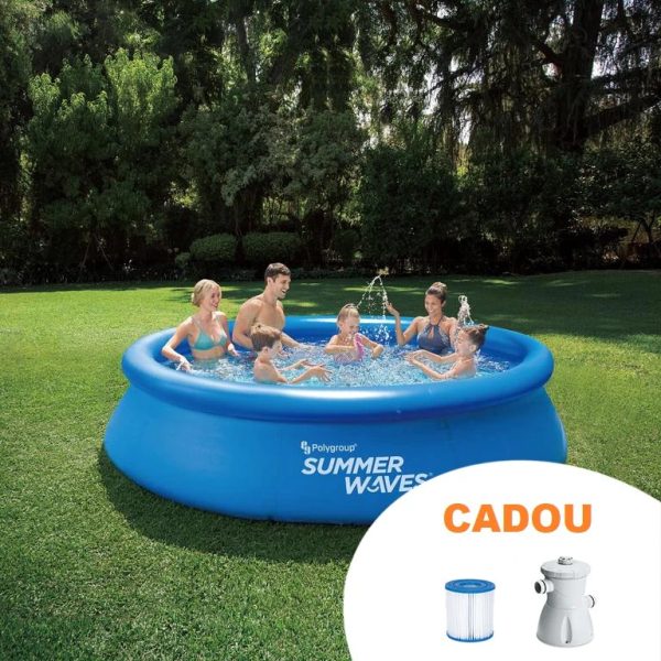 Piscină Summer Waves cu Inel Gonflabil Dimensiuni 306 x 76 cm cu Pompă de Filtrare Inclusă