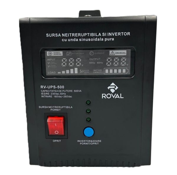 Sursa UPS Neintreruptibila 500 VA (300 W) si Invertor cu Unda Sinusoidala Pura Roval