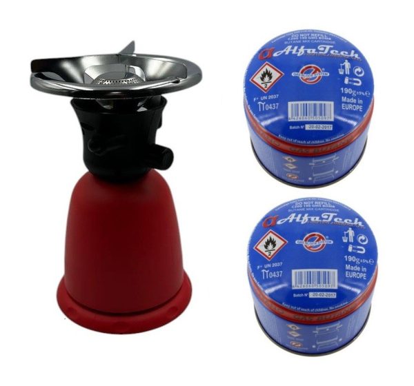 Set Arzator Portabil cu Gaz si Aprindere Quartz + 2 Butelii de Gaz